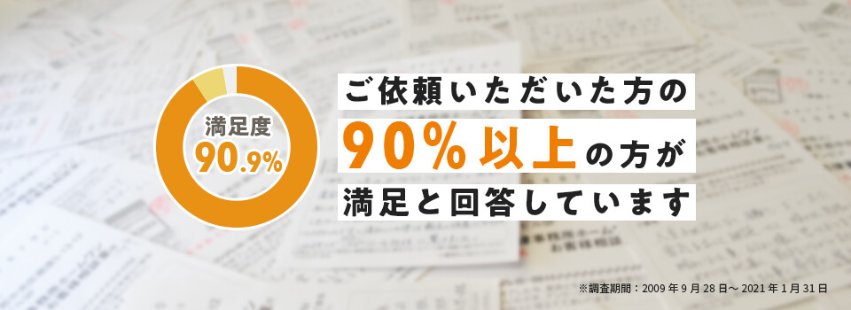 90%以上の方が満足と回答しています